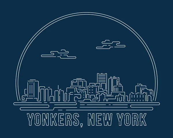 Yonkers New York Cityscape White Abstract Line Corner Curve Modern — Διανυσματικό Αρχείο