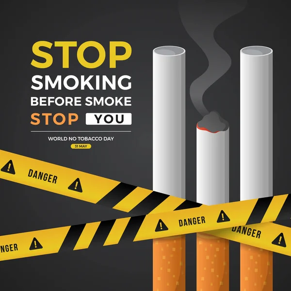 Світ Тютюну Перестань Курити Перш Ніж Кинути Палити Три Цигарки — стоковий вектор