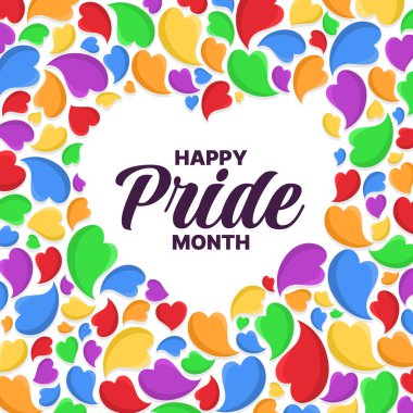 Mutlu Onur Ayı - Renkli kalp dokusu arkaplan vektör tasarımı içeren kalp şeklinde metin