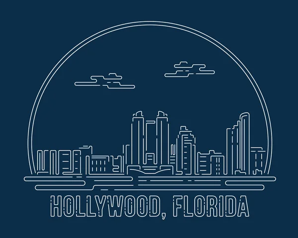 Χόλιγουντ Φλόριντα Cityscape Λευκή Αφηρημένη Καμπύλη Γωνία Γραμμή Σύγχρονο Στυλ — Διανυσματικό Αρχείο
