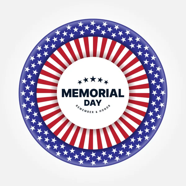 Memorial Day Remember Honor Text Circle American Flag Sign White — Stock Vector