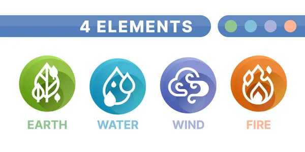 Elementos Símbolos Natureza Terra Água Vento Fogo Com Símbolos Ícone —  Vetores de Stock