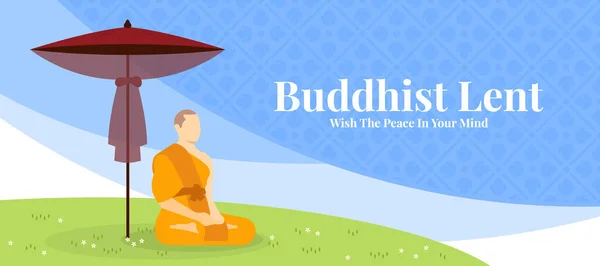 Буддийский Одолжил День Миром Вашем Уме Текст Монах Медитировал Полу — стоковый вектор