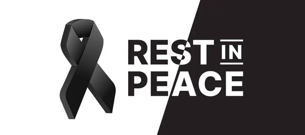 Símbolo Luto Con Cinta Negra Texto Rest Peace Sobre Diseño — Archivo Imágenes Vectoriales