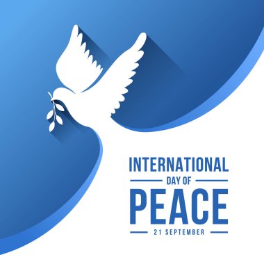 Uluslararası barış günü - Mavi gökyüzü vektör tasarımına uçan beyaz barış kuşu