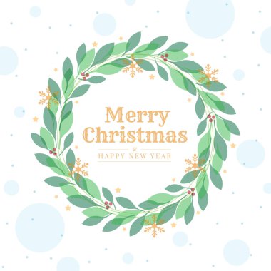 Mutlu Noeller ve mutlu yeni yıl metinleri yapraklı kar tabelası yuvarlak yuvarlak ve mavi kar dokunun üzerine düşüyor yumuşak ton tarzı arka plan vektör tasarımı