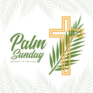 Pazar günü yeşil palmiye altın haç çizgisi Haç işareti tasarımı