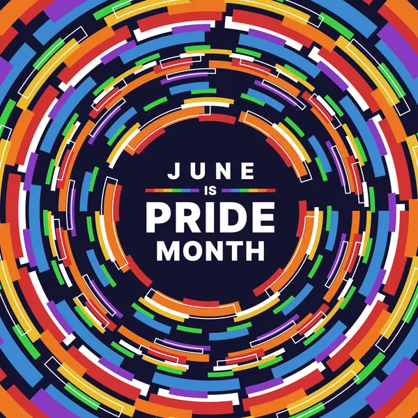 June Pride Month Text Circle Frame Abstract Modern Tabs Curve Vector Graphics