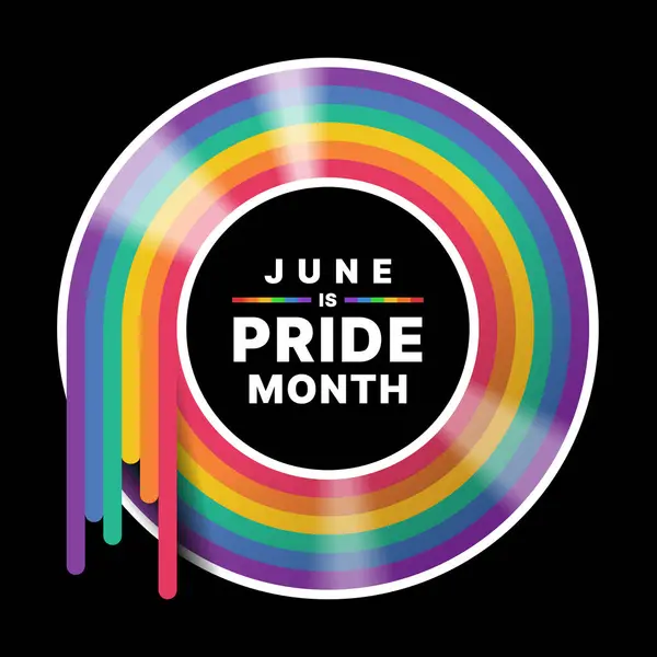 June Pride Month Text Circle Rainbow Pride Flag Dish Frame Royalty Free Stock Vectors