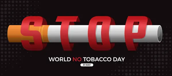 World Tobacco Day Red Stop Letter Cross Cigarette Dot Black Vector Graphics