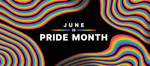 June Pride Month Text Abstract Long Curve Rainbow Colorful Pride Royalty Free Stock Vectors