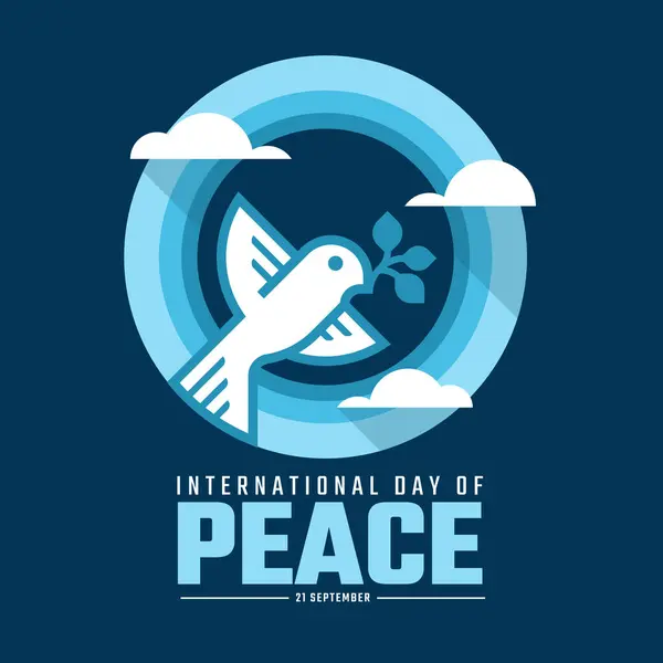 Międzynarodowy Dzień Pokoju Nowoczesny Biały Gołąb Pokoju Latać Niebie Niebieskim Ilustracja Stockowa