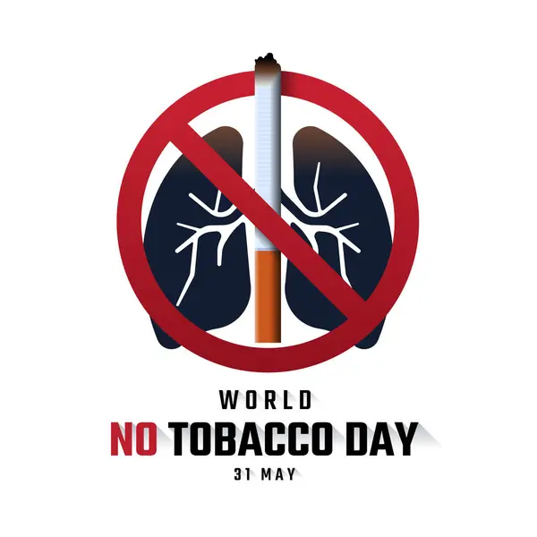 Världen Ingen Tobaksdag Cigarett Och Mörk Lunga Röd Cirkel Stoppskylt Vektorgrafik
