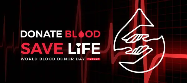 Dia Mundial Sangue Doador Doe Sangue Salvar Vida Texto Mãos Vetor De Stock