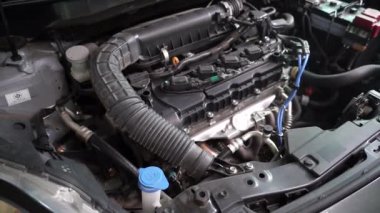 Araba makine dairesi, Swift araba maksimum basım beyaz renk ton, araba ulaşımı, Sri Tong hai galerisi Susuki motoru, 22 Kasım 2023, Buriram Tayland.