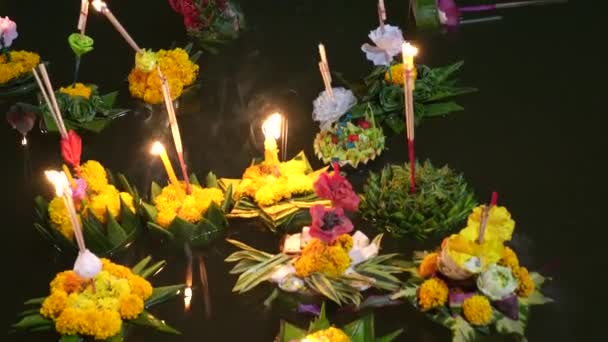 Krathong Loy Krathong Day Jest Jednym Najbardziej Popularnych Festiwali Tajlandii — Wideo stockowe