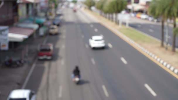 Tráfego Carro Desfocado Hora Ponta Poluição Carro Engarrafamento Estrada Nangrong — Vídeo de Stock