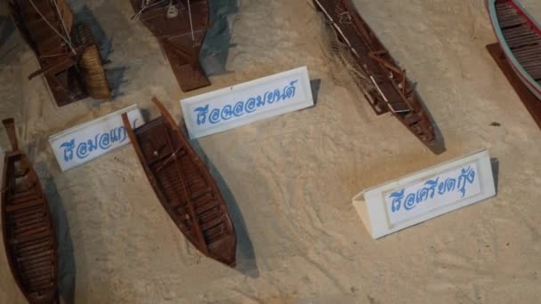 Originální Thajské Rybářské Lodi Rybářského Loďstva Model Rayong Aquarium Prosinec — Stock video