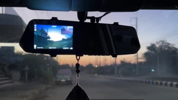 Coche Dashcam Línea Carretera Tráfico Transporte Tecnología Feb 2024 Buriram — Vídeos de Stock