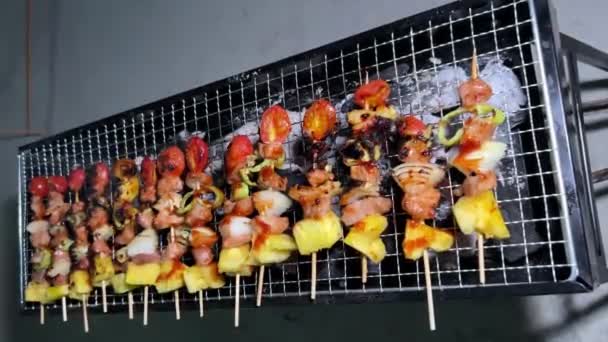 Cucina Casalinga Barbecue Maiale Alla Griglia Arrosto Barbecue — Video Stock