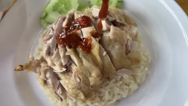 Ryż Parze Rosół Ulica Tajskie Jedzenie — Wideo stockowe