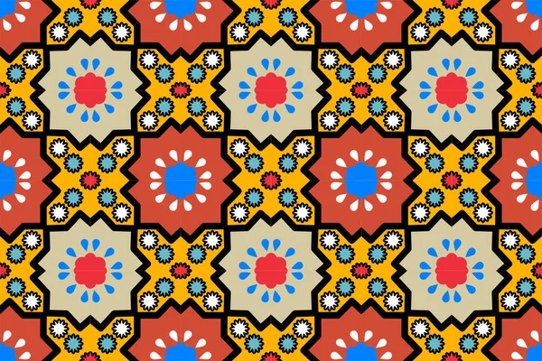 Modèle Tissu Ethnique Géométrique Multicolore Pour Arrière Plan Papier Peint — Image vectorielle