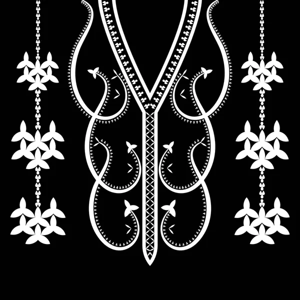 Traditional Geometric Ethnic Embroidered Neckline Pattern Design — ストックベクタ