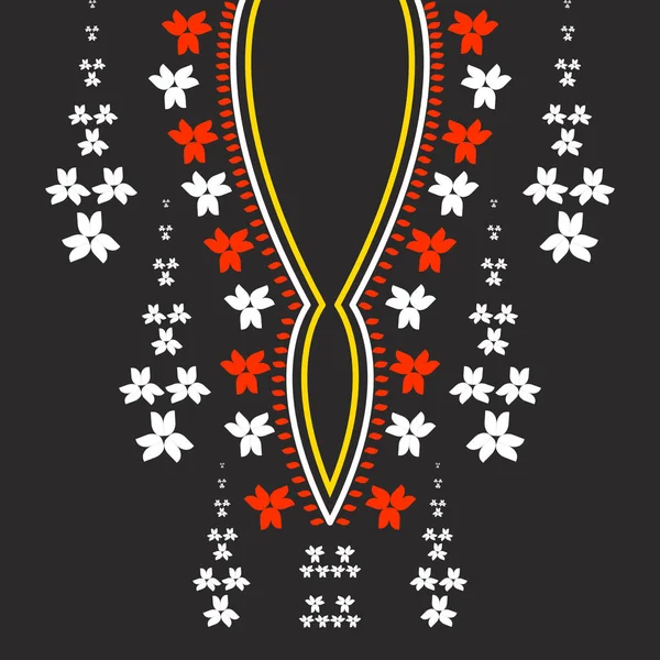 Traditional Geometric Ethnic Embroidered Neckline Pattern Design — Wektor stockowy