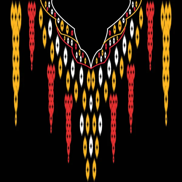 Encolure Brodée Ethnique Géométrique Traditionnelle — Image vectorielle