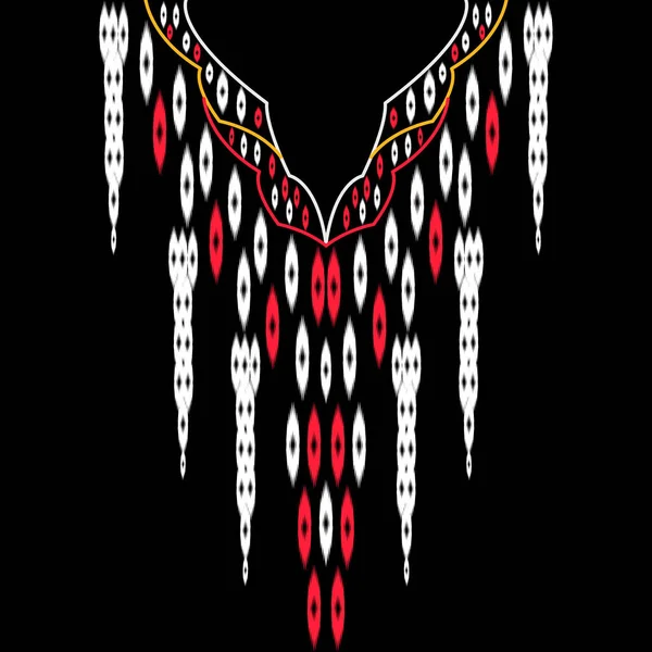 Decote Bordado Étnico Geométrico Tradicional Para Design Vestido Blusa —  Vetores de Stock