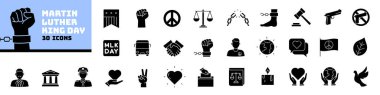 MLK Day icons. Martin Luther King icons. clipart