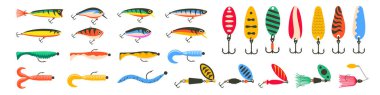 Lure collection. Fishing baits. Lure icons. clipart