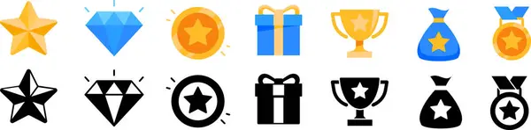 Nutzen Icons Bonussymbole Gesetzt lizenzfreie Stockillustrationen