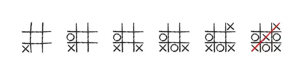 stock vector Tic tac toe strategy. Tic tac toe hand drawn.