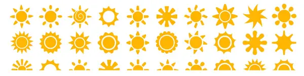 Iconos Del Sol Sol Amarillo Conjunto Ilustración De Stock