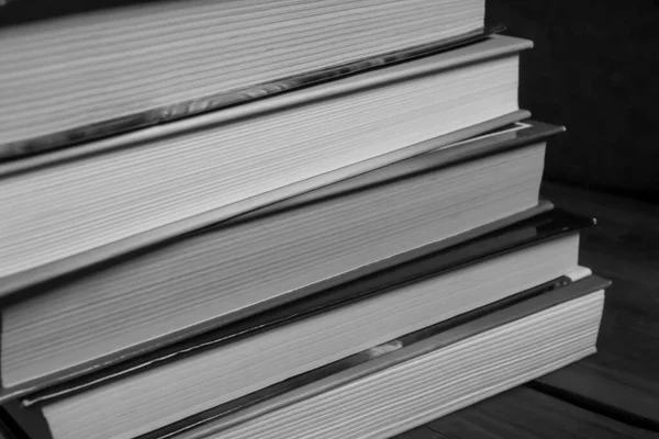 Stack Books Photos Black White Books Stacked Top Each Other — Stock fotografie