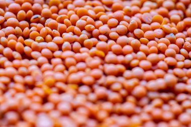 Soyulmuş kırmızı mercimeklere yakın çekim