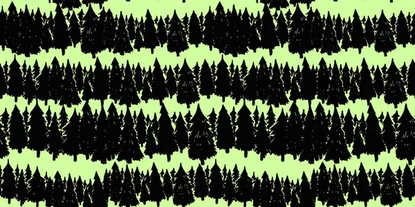 Δάσος Σιλουέτα Αδιάλειπτη Μοτίβο Ένα Ανοιχτό Πράσινο Φόντο Χριστουγεννιάτικα Δέντρα — Διανυσματικό Αρχείο