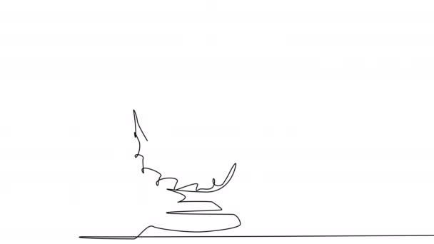 白い画面に命を吹き込むマイクのセルフドローイング ホワイトボードのプレゼンテーションのためのストリーマーのサウンド機器のアニメーション ウェビナー発表の株式ビデオ — ストック動画