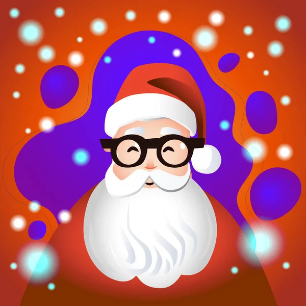 Lindo Santa Claus Gafas Sobre Fondo Rojo — Vector de stock