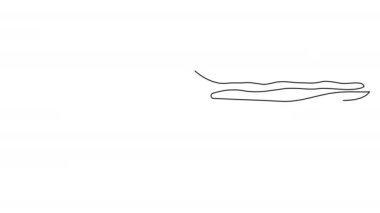 Beyaz ekranda renkli bir siluet olan tek bir çizgide kendi kendine çizim yapan bir göz. Görüş, göz sağlığı ve göz doktorunun incelenmesi için animasyon. İnsan gözü ile stok 4k beyaz tahta video.