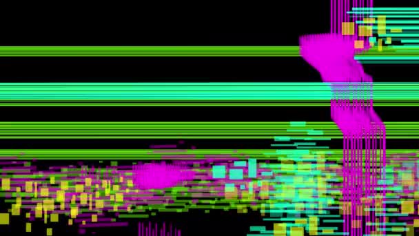 Glitch Effect Animation Black Screen Video Interference Malfunctions Dead Pixels — Stock Video