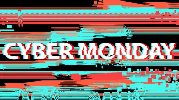 Cyber Monday Con Efecto Fallo Color Azul Rojo Ruido Color — Vector de stock