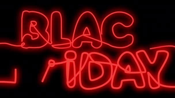 Black Friday Neon Signo Cintilante Com Brilho Néon Vermelho Fundo — Vídeo de Stock