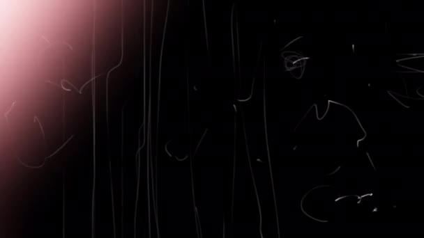 Animation Shabby Alten Film Mit Farbigem Blendlicht Auf Einer Schwarzen — Stockvideo