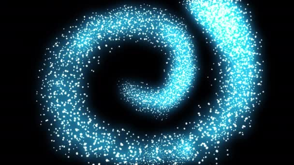 Волшебный Вихревой Штрих Заполняет Черный Экран Сияющая Связка Энергии Голубыми — стоковое видео
