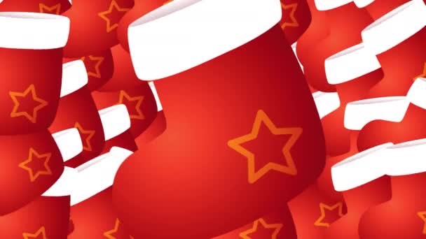Świąteczne Przejście Skarpetkami Mikołaja Czarnym Ekranie Animacja Wymiany Ramek Kolorowymi — Wideo stockowe
