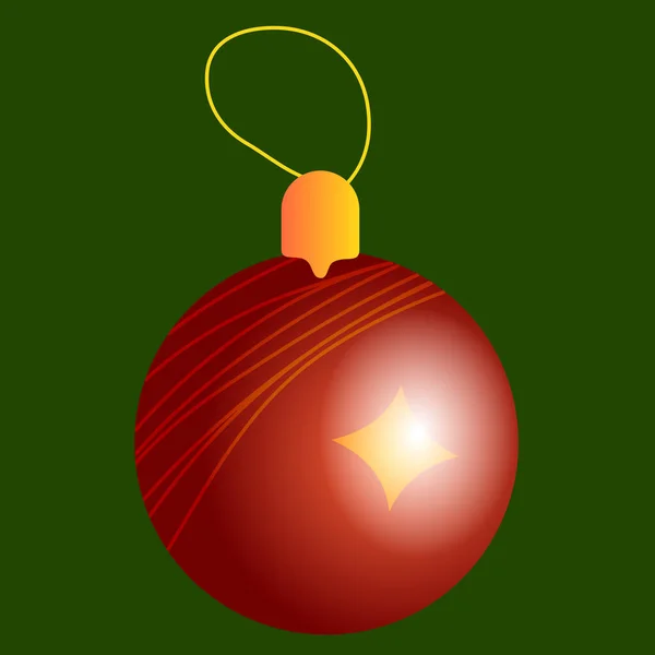 Juguete Redondo Rojo Para Árbol Navidad Con Una Textura Lineal — Vector de stock