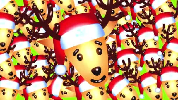 Świąteczne Przejście Świątecznym Reniferem Zielonym Ekranie Animacja Obracających Się Słodkich — Wideo stockowe