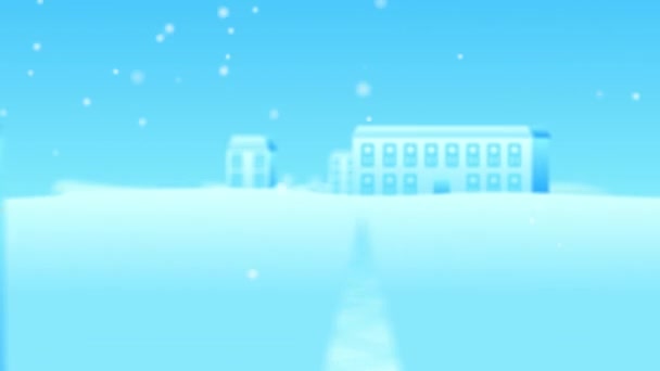 Zasněžené Zimní Město Modré Tóny Animace Novoroční Animované Video Smyčkovým — Stock video